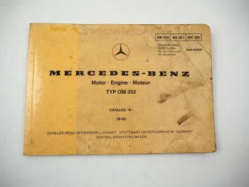 Original Mercedes Benz OM352 Motor Engine Ersatzteilliste Bildkatalog 1980