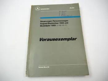 Original Mercedes-Benz Werkstatthandbuch Modelljahr 1989 W107 W124 W126 W201