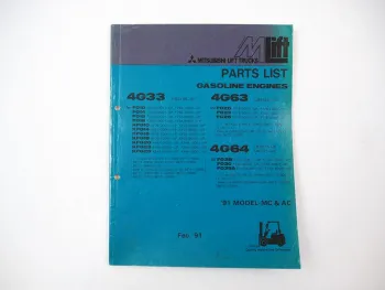 Original Mitsubishi 4G33 4G63 4G64 Engine for FG KFG Forklift Truck Parts List