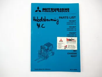 Original Mitsubishi FB 16 18 20 KT Forklift Truck Parts List Ersatzteilliste 98