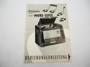 Original Neckermann 3D Phono Super Radio Plattenspieler Betriebsanleitung 1955
