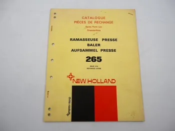 Original New Holland 265 Ramasseuse Presse Catalogue pieces de rechange 1973