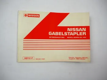 Original Nissan H01 H02 Modell Serie Gabelstapler Betriebsanleitung 1987