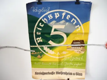 Original Plakat 5 Reichspfennig gespart ca. 1940 Sparkasse Meisenheim Glan
