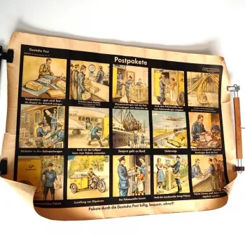Original Plakat für Schule Deutsche Post Postpakete 1940/50er Jahre