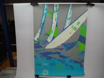 Original Plakat Olympiade München 1972 Regatta Kiel Segeln P. Cormelius