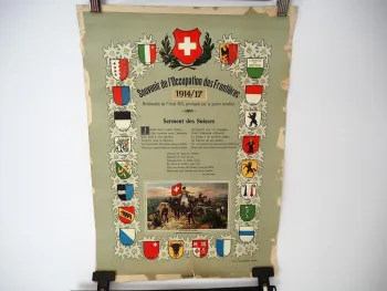 Original Plakat Schweiz bleibt neutral Mobilisation 1914 Occupation Frontieres