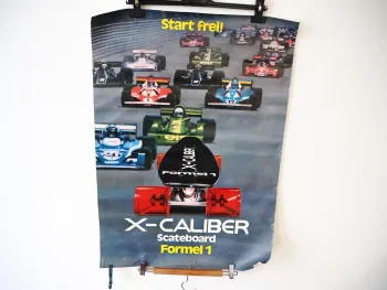 Original Plakat Start frei! X-Caliber Scateboard Skateboard Formel 1 Hochleiter