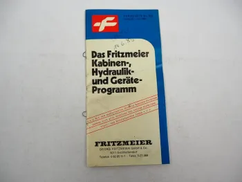Original Preisliste Fritzmeier Kabinen Verdeck Schlepper Deutz Fendt Fiat 1983