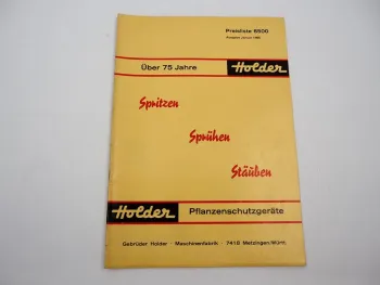 Original Preisliste Holder Pflanzenschutzgeräte Produktprogramm Spritzen 1965