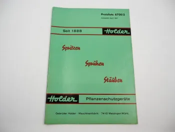 Original Preisliste Holder Pflanzenschutzgeräte Produktprogramm Spritzen 1967