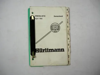 Original Preisliste Hürlimann H 355 360 470 480 490 5110 6130 6160 Traktor 1982