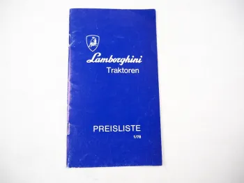 Original Preisliste Lamborghini R 235 bis 1056 Traktor C352 C553 Raupe 1978