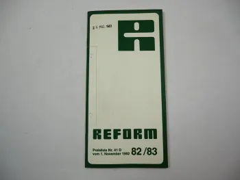Original Preisliste Reform Landtechnik Motormäher Einachser Metrac Muli 1982/83