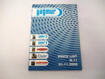 Original Preisliste Yagmur Valpadana Efsane Agripower Traktoren Türkei 2006