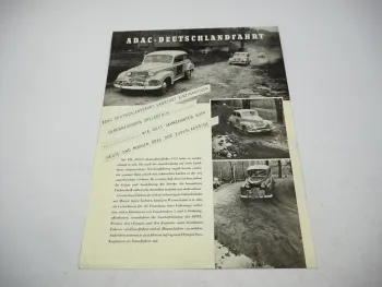 Original Prospekt ADAC Deutschlandfahrt Opel Kapitän Olympia 1952