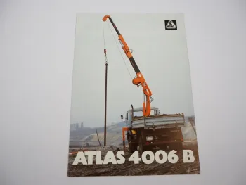 Original Prospekt Atlas 4006B Anbau Kran für LKW 1982 mit technischen Daten