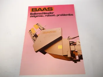 Original Prospekt Baas Ballenschleuder für Traktoren Landtechnik mit 2 Seiten