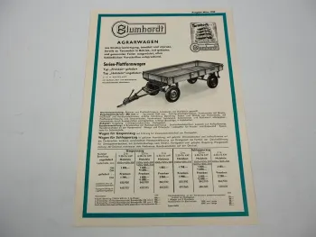 Original Prospekt Blumhardt Agrarwagen Gespann und Schlepperzug 1959