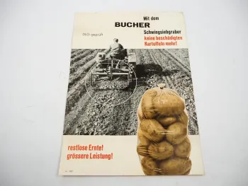 Original Prospekt Bucher Schwingsiebgraber Anbaugerät Schlepper Kartoffelernte