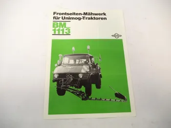 Original Prospekt Busatis BM1113 Frontseiten Mähwerk an Unimog 1979