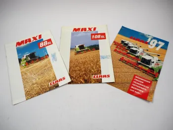 Original Prospekt Claas Dominator 88 108 SL Maxi Mähdrescher Anbaugeräte 1990er