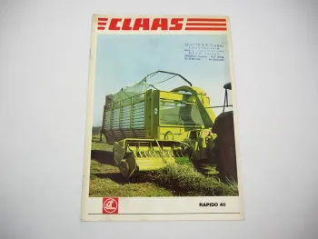Original Prospekt Claas Rapido 40 Futterernte Ladewagen mit techn. Daten 1978