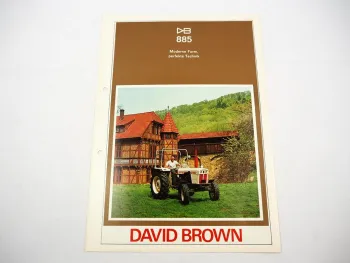 Original Prospekt David Brown 885 Traktor 1970er Jahre mit technischen Daten