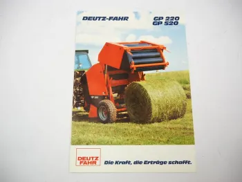 Original Prospekt Deutz Fahr GP 220 520 Rundballenpressen 1984