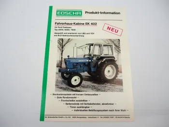 Original Prospekt Edscha EK402 Kabine für Ford 5600 6600 7600 Schlepper 1976