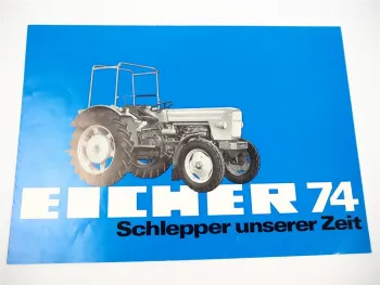 original Prospekt Eicher Tiger Königstiger Mammut 74 Traktor 35 45 55 PS 1973