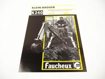 Original Prospekt Faucheux Kleinbagger K 240 Grabbagger mit 2 Seiten von 02/1984