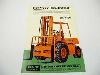 original Prospekt Fendt DFG 4000 G Gabelstapler 1975 Werk II Kempten