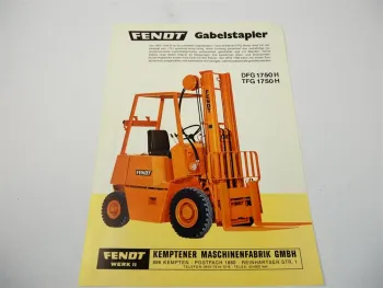 original Prospekt Fendt DFG TFG 1750 H Gabelstapler 70er Jahre Werk II Kempten