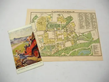 Original Prospekt Flyer mit Lageplan Weltausstellung Brüssel 1910