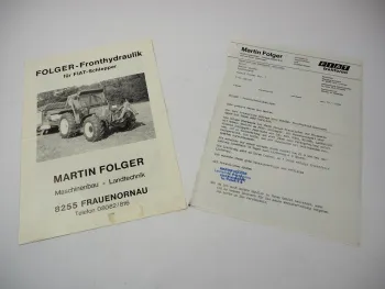 Original Prospekt Folger Fronthydraulik für Fiat 466 - 1000 S + DT ca. 1980er J.