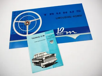 Original Prospekt Ford Taunus 12 M G13 Seitenstreifen Limousine Kombi Preisliste