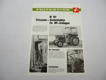 Original Prospekt Fritzmeier Kabine M701 für Massey Ferguson MF Schlepper 1973