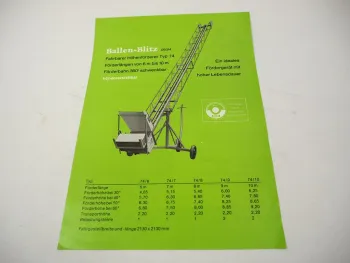 Original Prospekt Herzog Ballenblitz DBGM Typ 74 Fördergerät Landtechnik