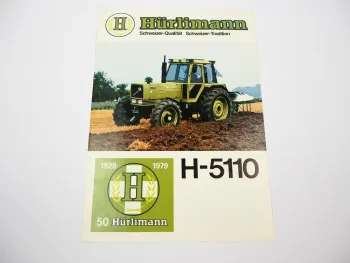 Original Prospekt Hürlimann H-5110 Schlepper Traktor 1979 Schweiz
