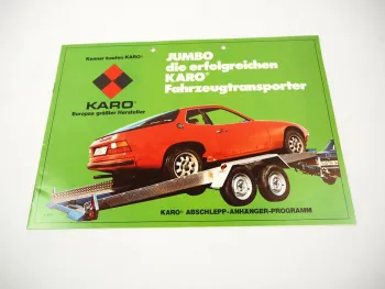 Prospekt Karo Fahrzeugtransporter Abschleppanhänger Mercedes 280S Porsche 924