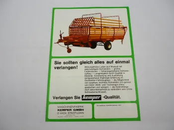 Original Prospekt Kemper Ideal Spezial Normal-G Ladewagen ca. 1970er Jahre