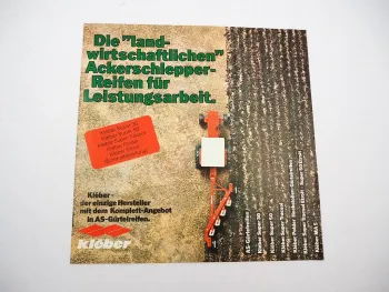 Original Prospekt Kleber Super 30 50 Tracsol Reifen für Ackerschlepper 1970er J.