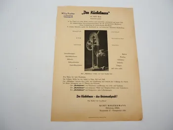 Original Prospekt Kurbelmax mit AEG Motor 1950er Jahre Kurt Koltermann Oldenburg