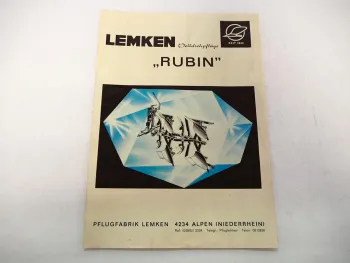 Original Prospekt Lemken Rubin Anbau Volldreh Pflug