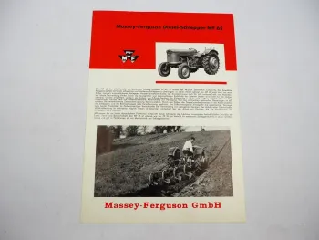 Original Prospekt Massey Ferguson MF65 Diesel Schlepper 1958 mit techn. Daten