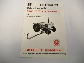 Original Prospekt Mörtl Mähwerk Florett an David Brown 885 Schlepper