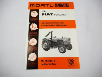 Original Prospekt Mörtl Mähwerk Florett an Fiat 415 Schlepper 1975