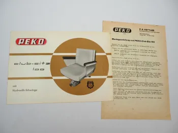 Original Prospekt Montageanleitung Peko Club Sitz 100 für Schlepper 1960/70er J.