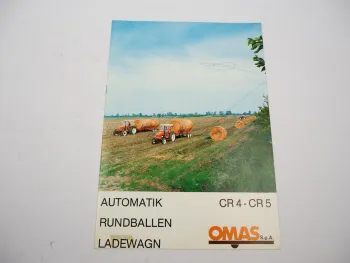 Original Prospekt OMAS CR4 CR5 Automatik Rundballen Ladewagen an Fiat Schlepper